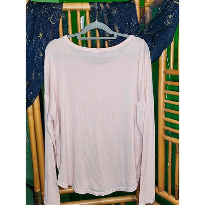 Lucky Brand Light Pink Soft Knit Long Sleeve Slouchy Pullover Top Womens Medium