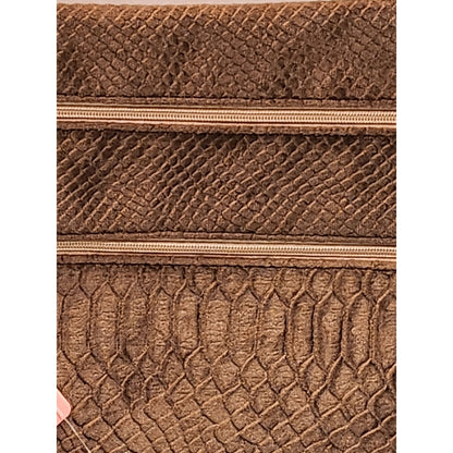 NWT Peachy Keen The Versi Bag Brown Snakeskin Velvet Clutch Wristlet Rose Gold