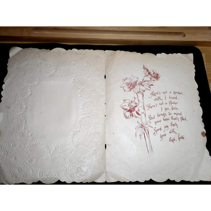 Antique Victorian Valentine Card Paper Lace Cherub Angel 3D Embossed Ephemera