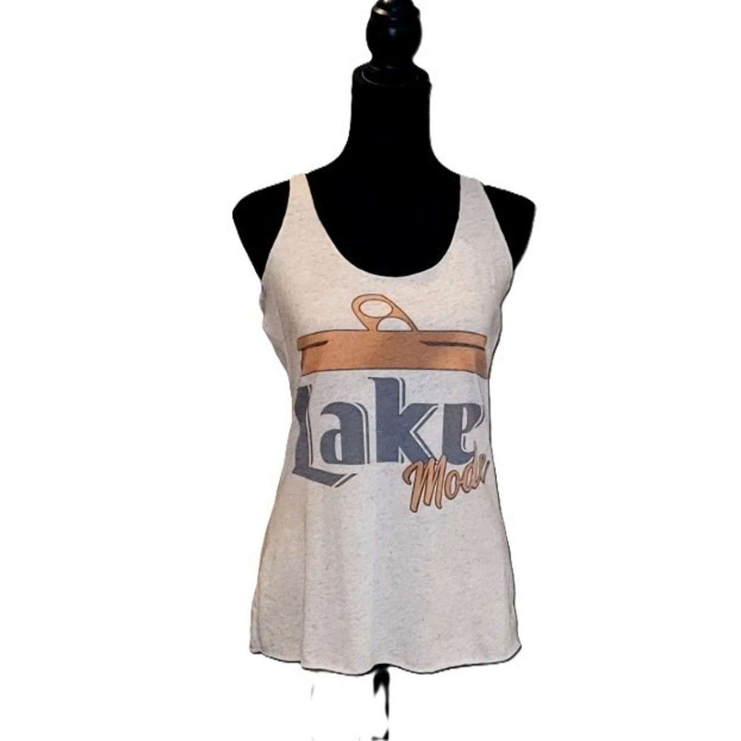 Bella Canvas Lake Mode Graphic Tank Top Heather Oatmeal Summer Camping Womens