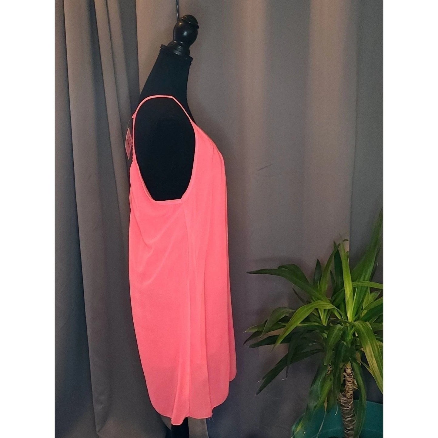 Hot Pink Crochet Lattice Racerback Mini Shift Dress Sleeveless Coverup