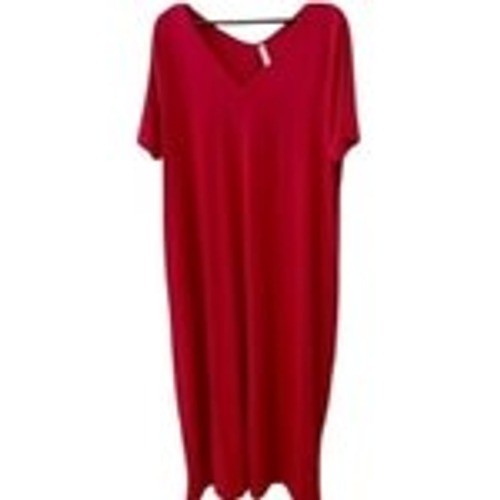 Zenana Premium Womens Red T-Shirt Dress V-Neck Pockets Stretch Midi Basic XL
