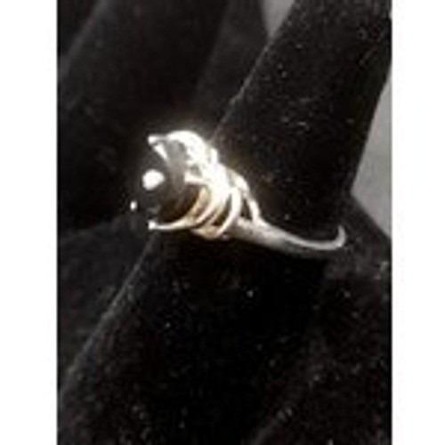 925 Sterling Silver Black Onyx Heart Ring Diamond Accent Goth Romantic Size 9