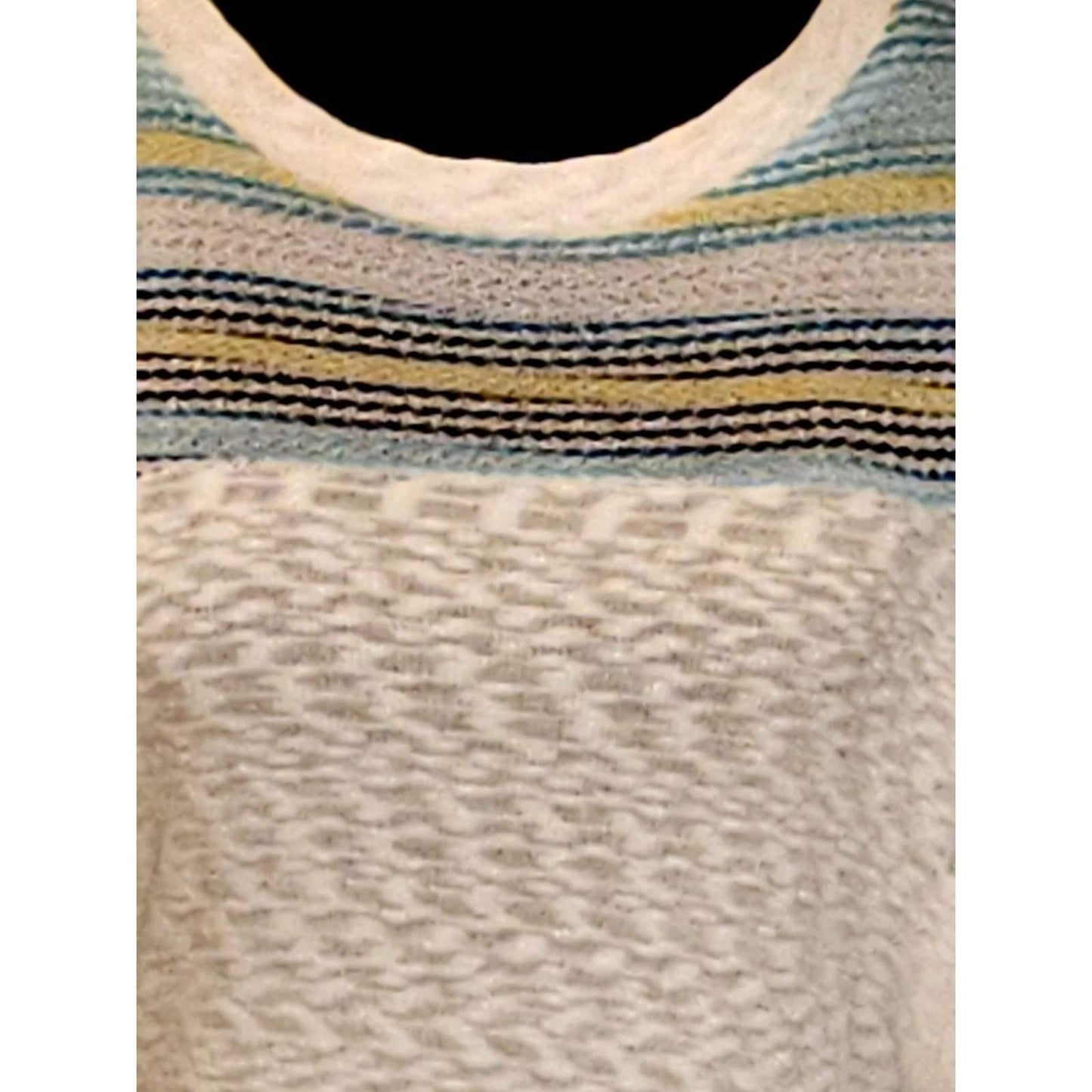 SugarFox Tank Cream Multicolor Stripe Knit Muscle Shirt Boho Festival Beach