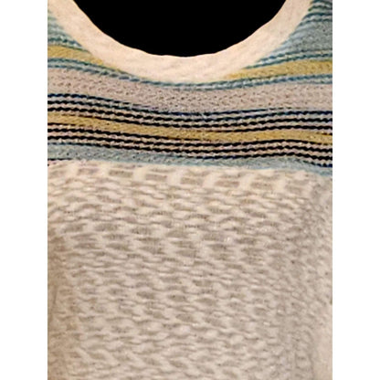 SugarFox Tank Cream Multicolor Stripe Knit Muscle Shirt Boho Festival Beach