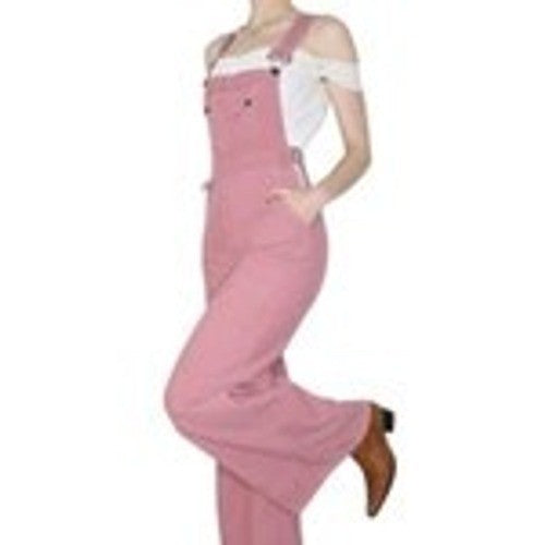 Fantastic Fawn Pink Corduroy Overalls Wide Leg Jumpsuit Boho Retro Size S New