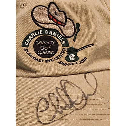 Charlie Daniels Signed Celebrity Golf Classic Hat Tan Red Baron Razor Cap