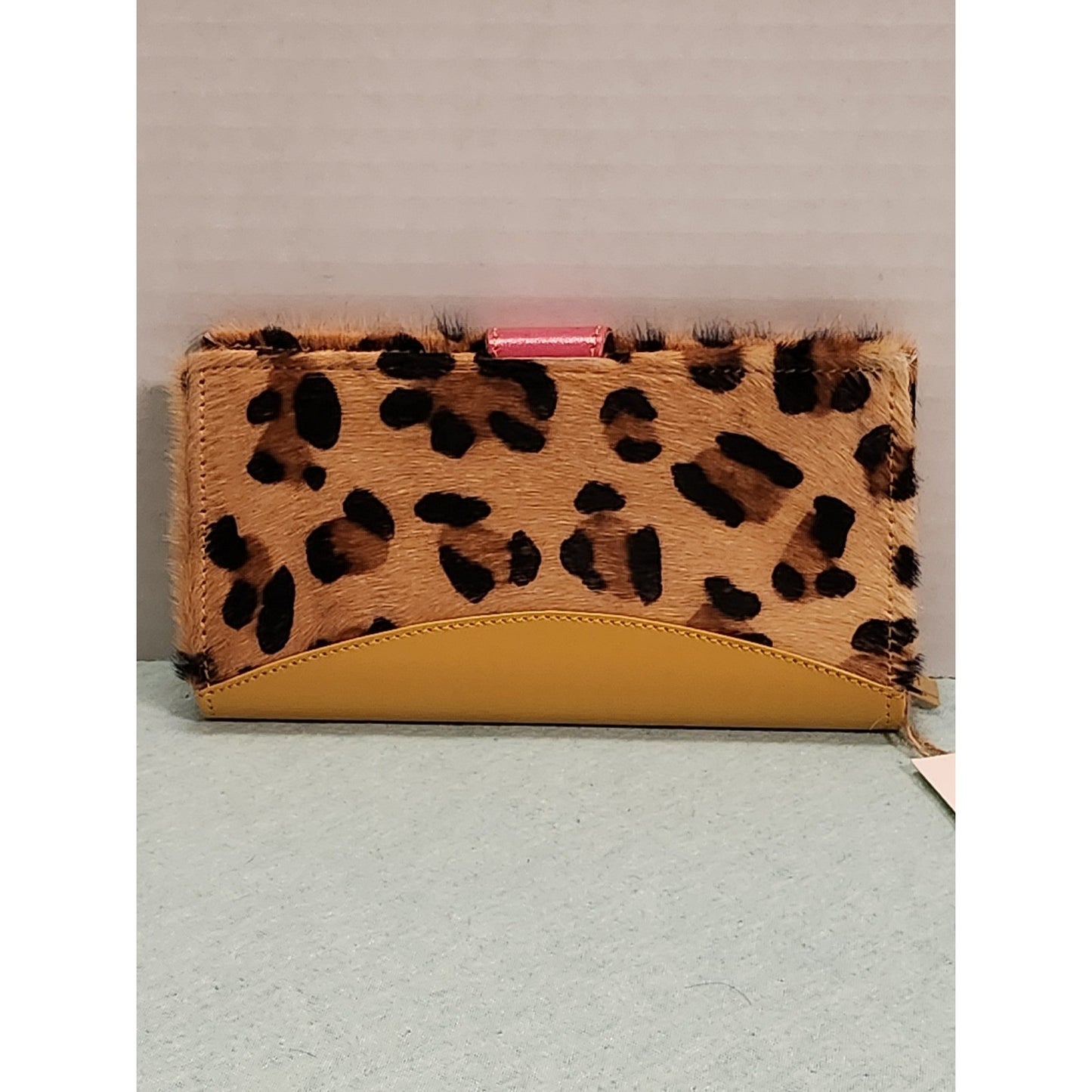 NWT Mari Hair-on-Hide Leopard Print Wallet Multicolor Leather Bifold Clutch