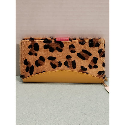 NWT Mari Hair-on-Hide Leopard Print Wallet Multicolor Leather Bifold Clutch