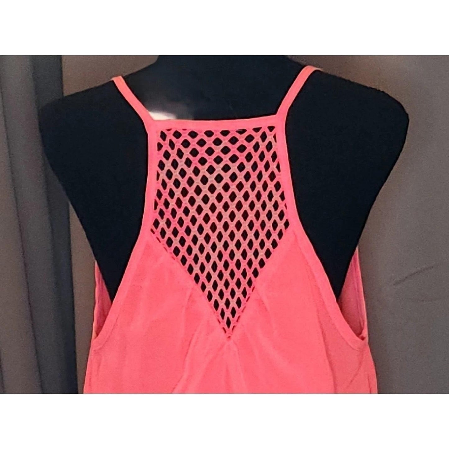 Hot Pink Crochet Lattice Racerback Mini Shift Dress Sleeveless Coverup