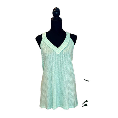 Hapti Tank Top Mint Green Ribbed Knit V-Neck Racerback Sleeveless Boho Shirt M