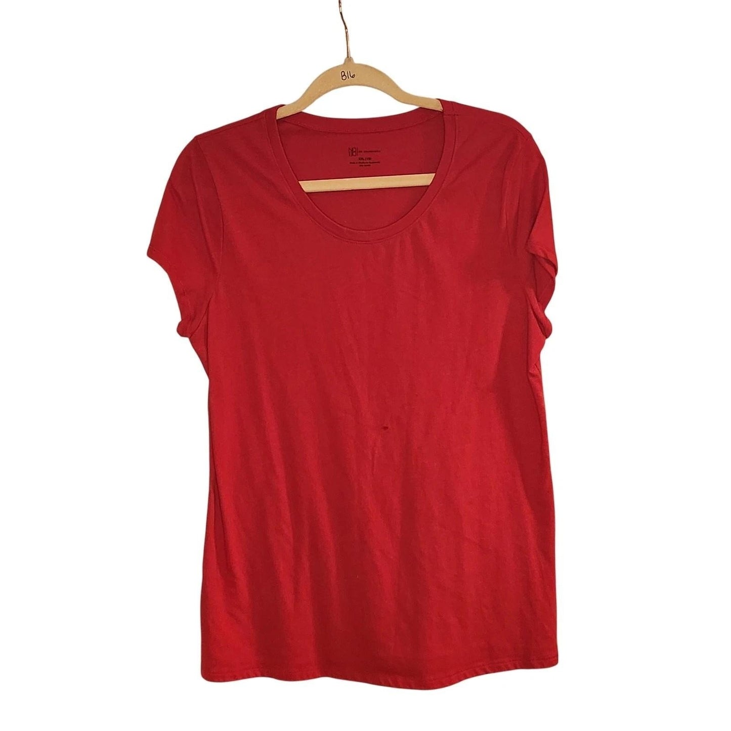 No Boundaries Womens XXL 19 Red T-Shirt Short Sleeve Scoop Neck Solid Tee
