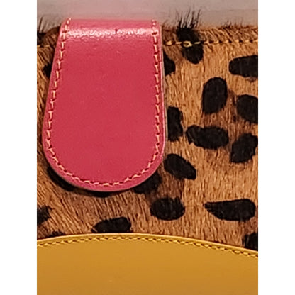 NWT Mari Hair-on-Hide Leopard Print Wallet Multicolor Leather Bifold Clutch
