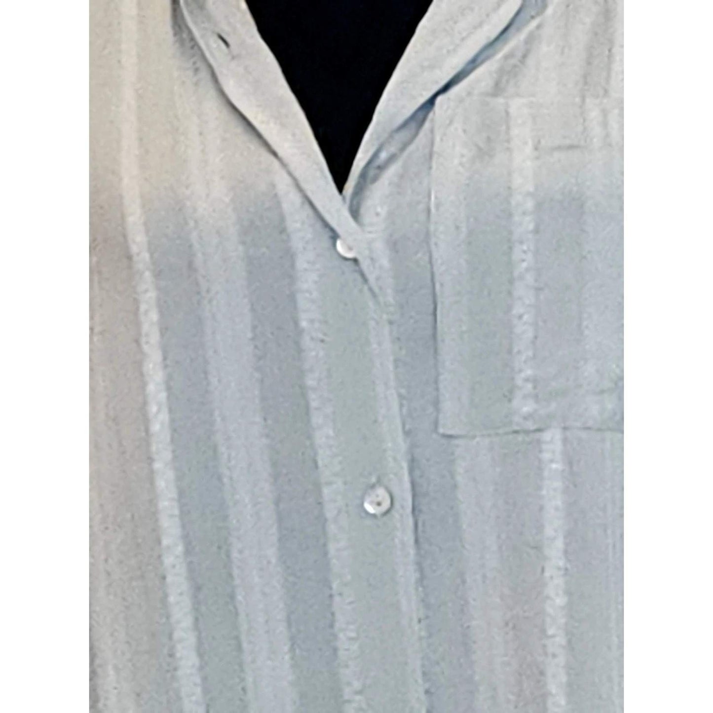Blue B Collection Sleeveless Button Down Blouse Mint Green Striped High Low