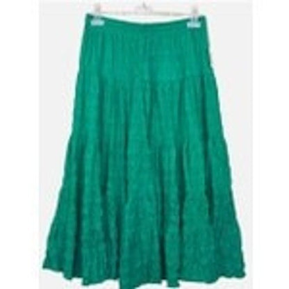 Davi & Dani Sage Green Flowy Midi Skirt Ruffle Hem Cottagecore Boho Tiered Large