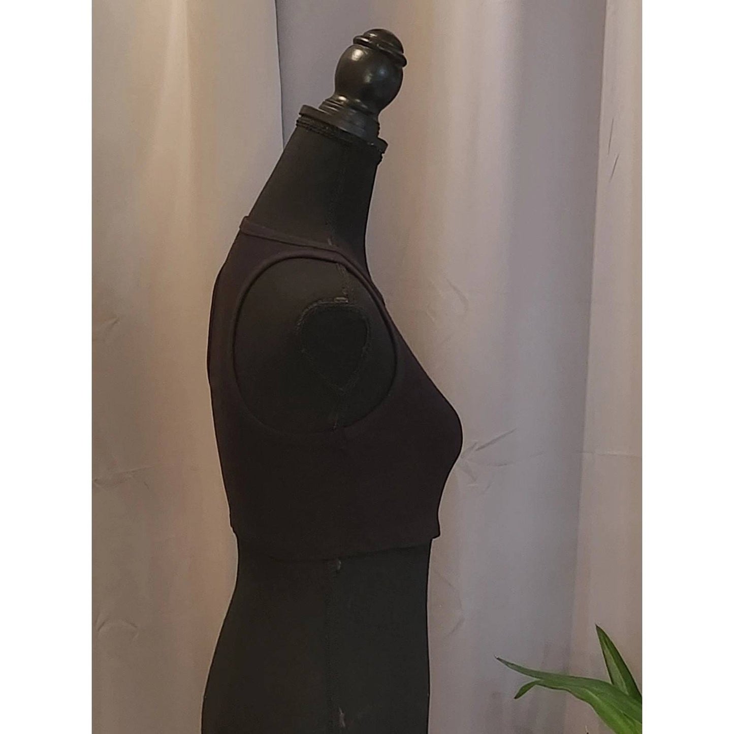 Mono B Ribbed Crop Tank Top Black Racerback High Neck