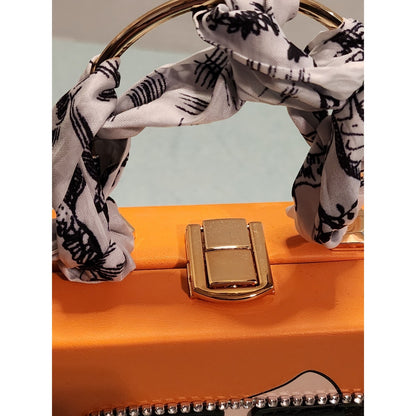 Unique 3D Lady Face Top Handle Bag Orange Pop Art Box Clutch Crossbody NWT