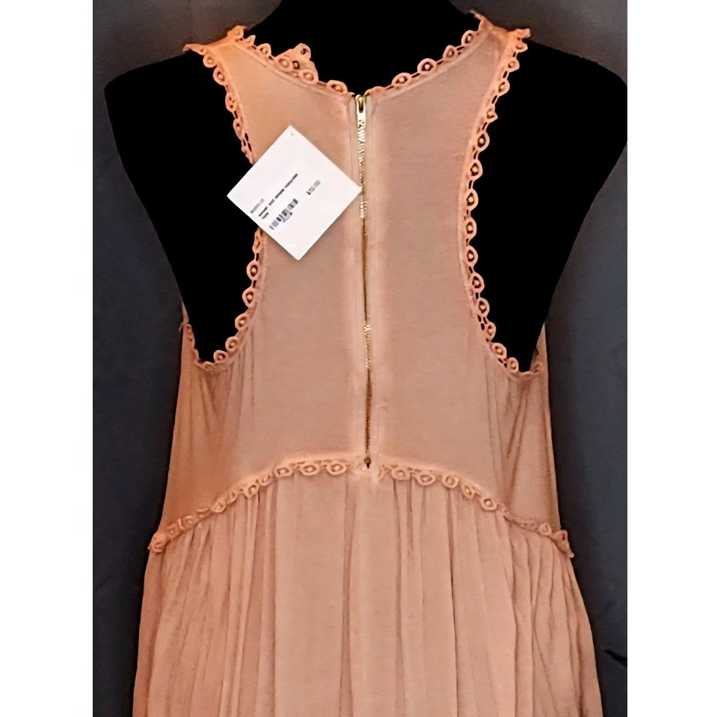 NWT POL Tank Top Tunic Peach Crochet Lace Trim Boho Babydoll Sun Dress Shirt