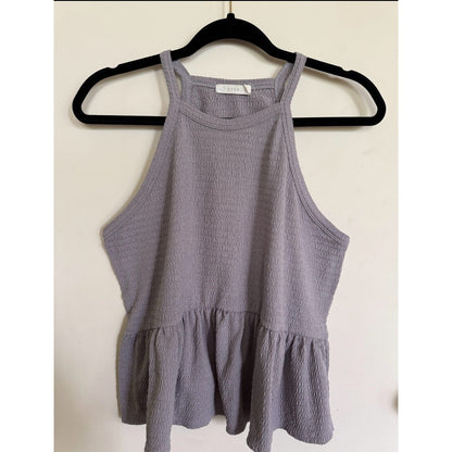 Lush Womens Mauve Textured Halter Neck Peplum Tank Top Size Medium Lavender