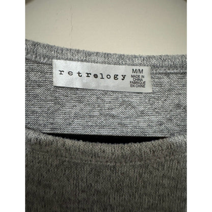 Retrology Womens Heather Gray Short Sleeve Knit Top Rhinestone Sleeve Detail M
