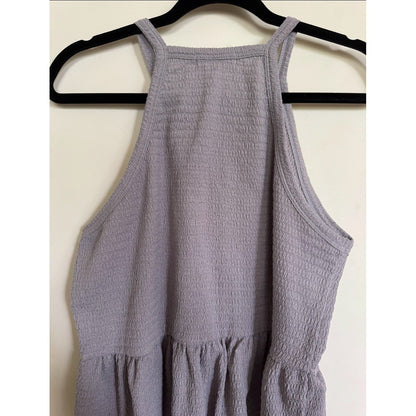 Lush Womens Mauve Textured Halter Neck Peplum Tank Top Size Medium Lavender