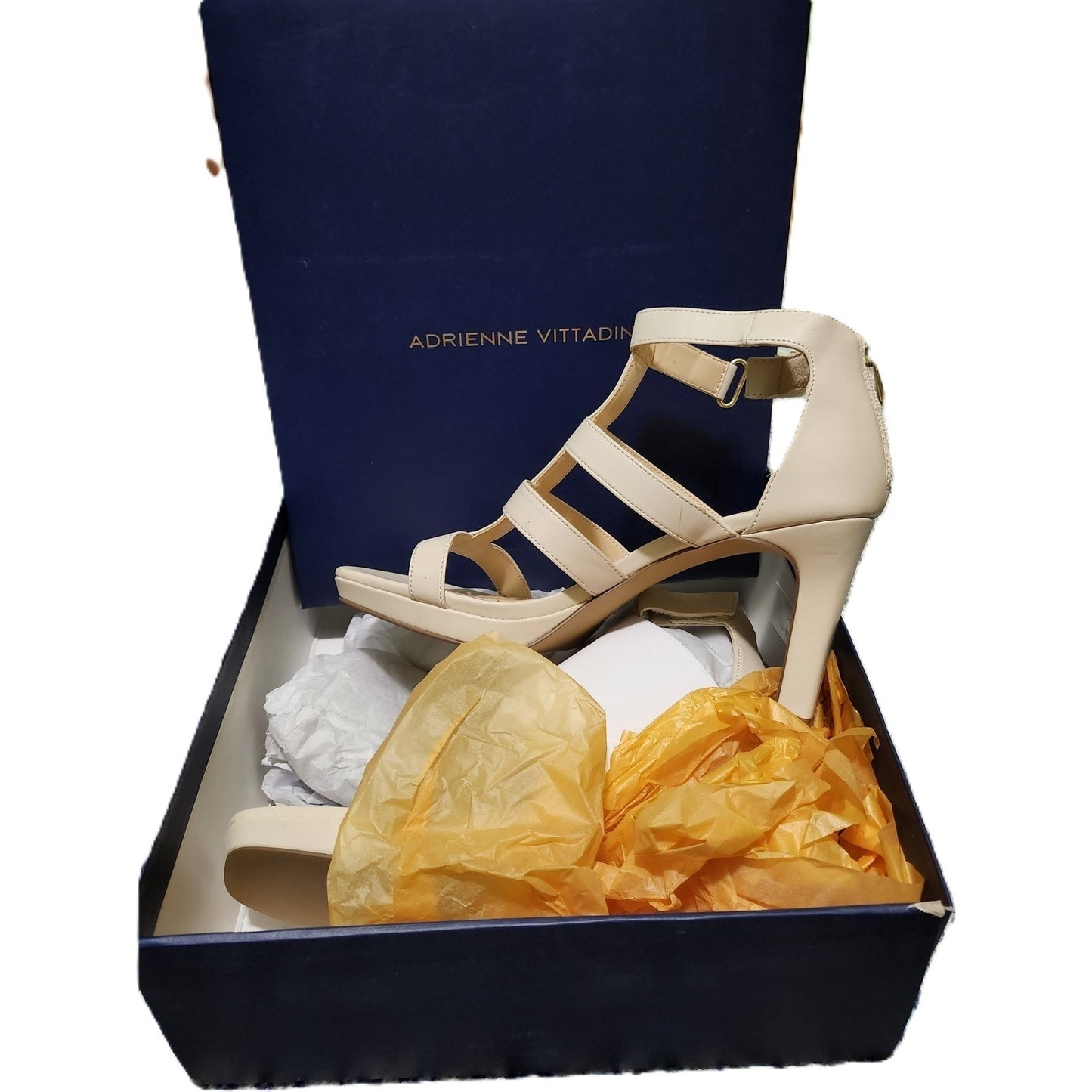 NEW Adrienne Vittadini Womens Cream Strappy Gladiator Heels Sandal 10M Beige