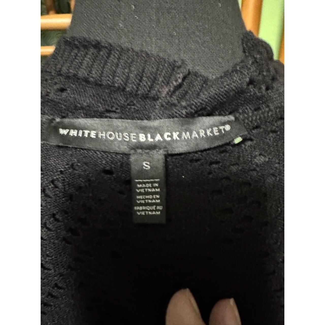 White House Black Market Womens Black Pointelle Open Front Cardigan Sweater S