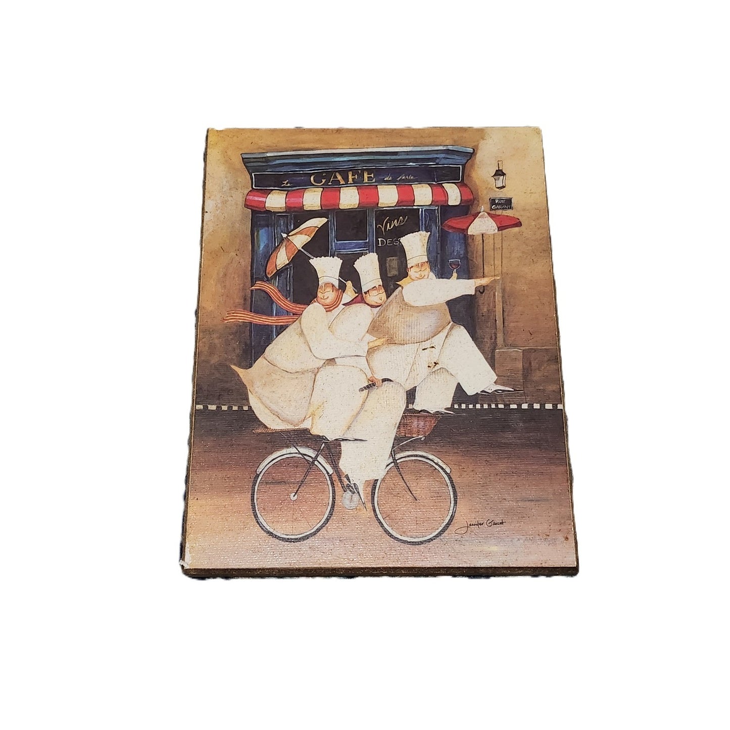 Jennifer Garant Fat Chef Wall Art Plaques Set of 4 Kitchen Decor French Bistro