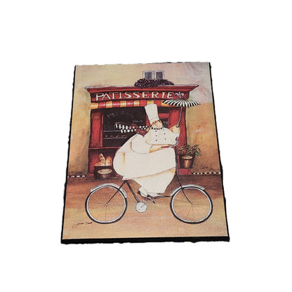 Jennifer Garant Fat Chef Wall Art Plaques Set of 4 Kitchen Decor French Bistro