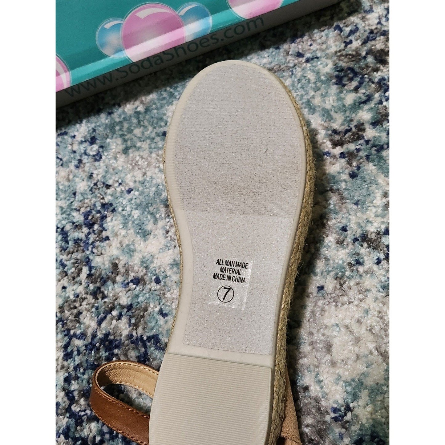 NEW Soda Womens Espadrille Sandals Tan Faux Suede Ankle Strap Flats Size 7 NIB