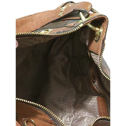 Cole Haan Brown Leather Grommet Hobo Bag Gold Hardware Slouchy Shoulder Bag