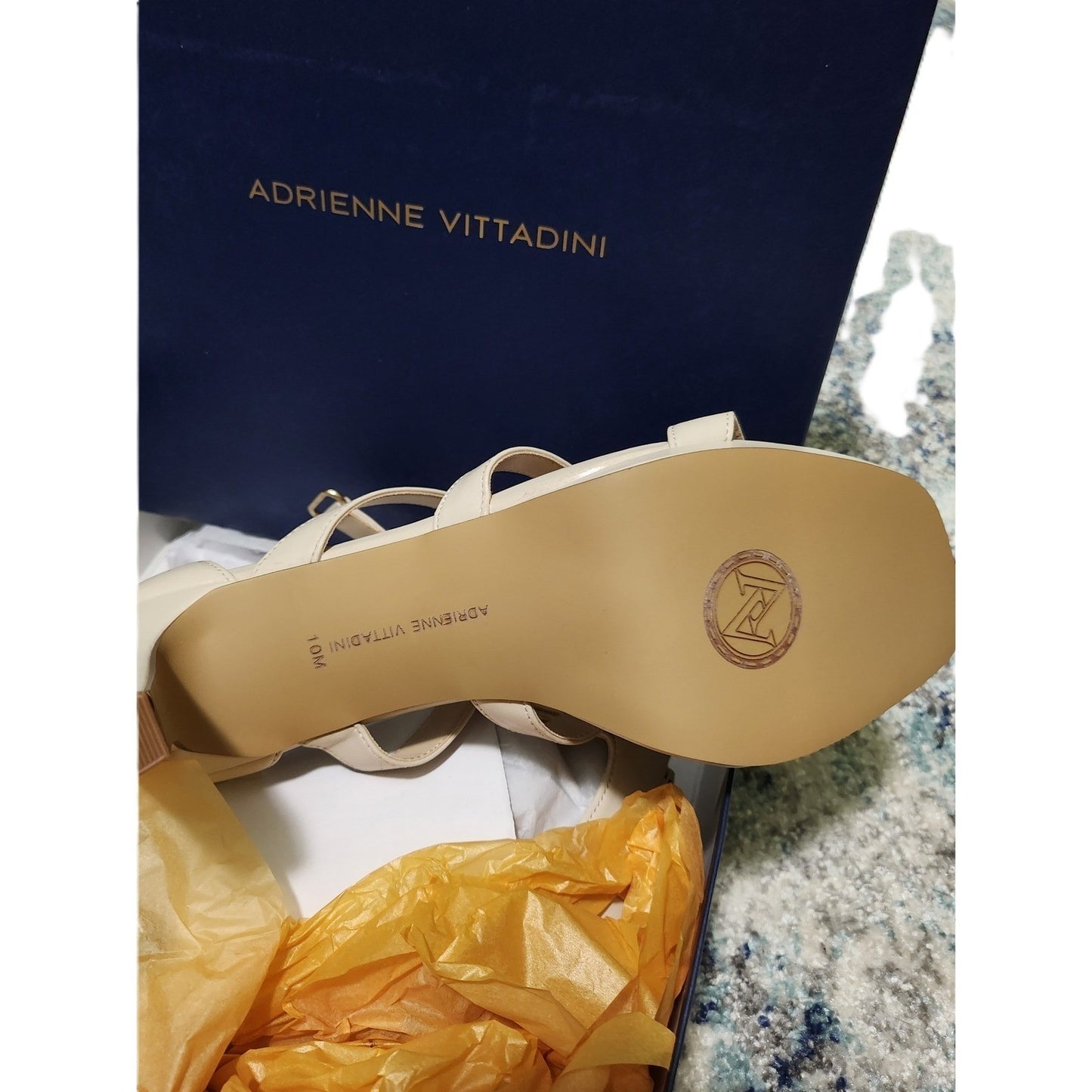 NEW Adrienne Vittadini Womens Cream Strappy Gladiator Heels Sandal 10M Beige