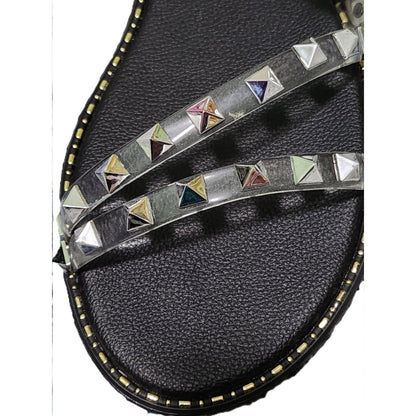 NEW MKS Lyda Studded Sandals Black Clear PVC Multi Pyramid Stud Slides Women 9