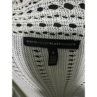 White House Black Market White Pointelle Knit Belted Cardigan Sweater Womens S