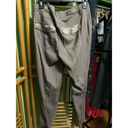 White House Black Market The Straight Crop Pants Taupe Gray Metallic Utility 6