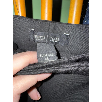 White House Black Market Slim Leg Black Dress Pants Trousers Womens Size 6R