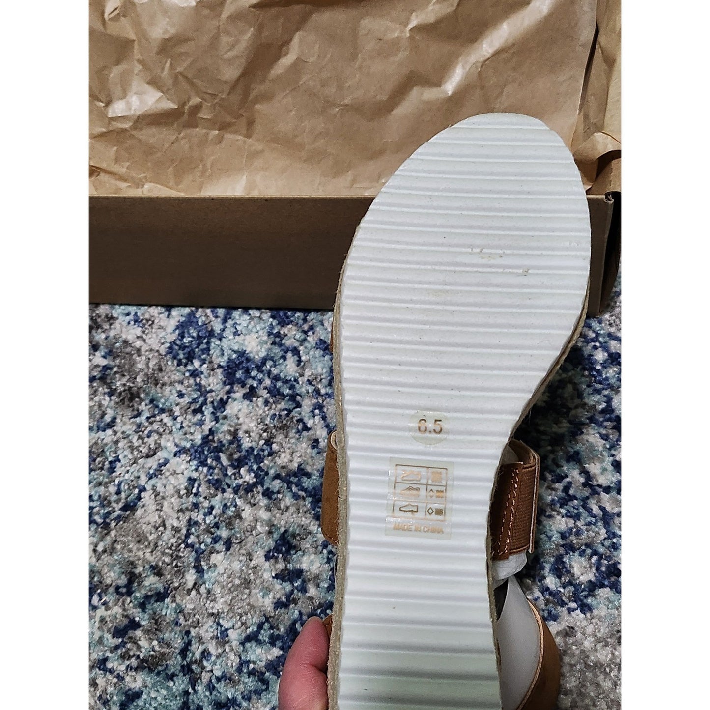 NEW Oasis Society California Womens Cognac Brown Espadrille Wedge Sandals 6.5