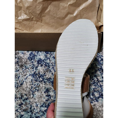 NEW Oasis Society California Womens Cognac Brown Espadrille Wedge Sandals 6.5