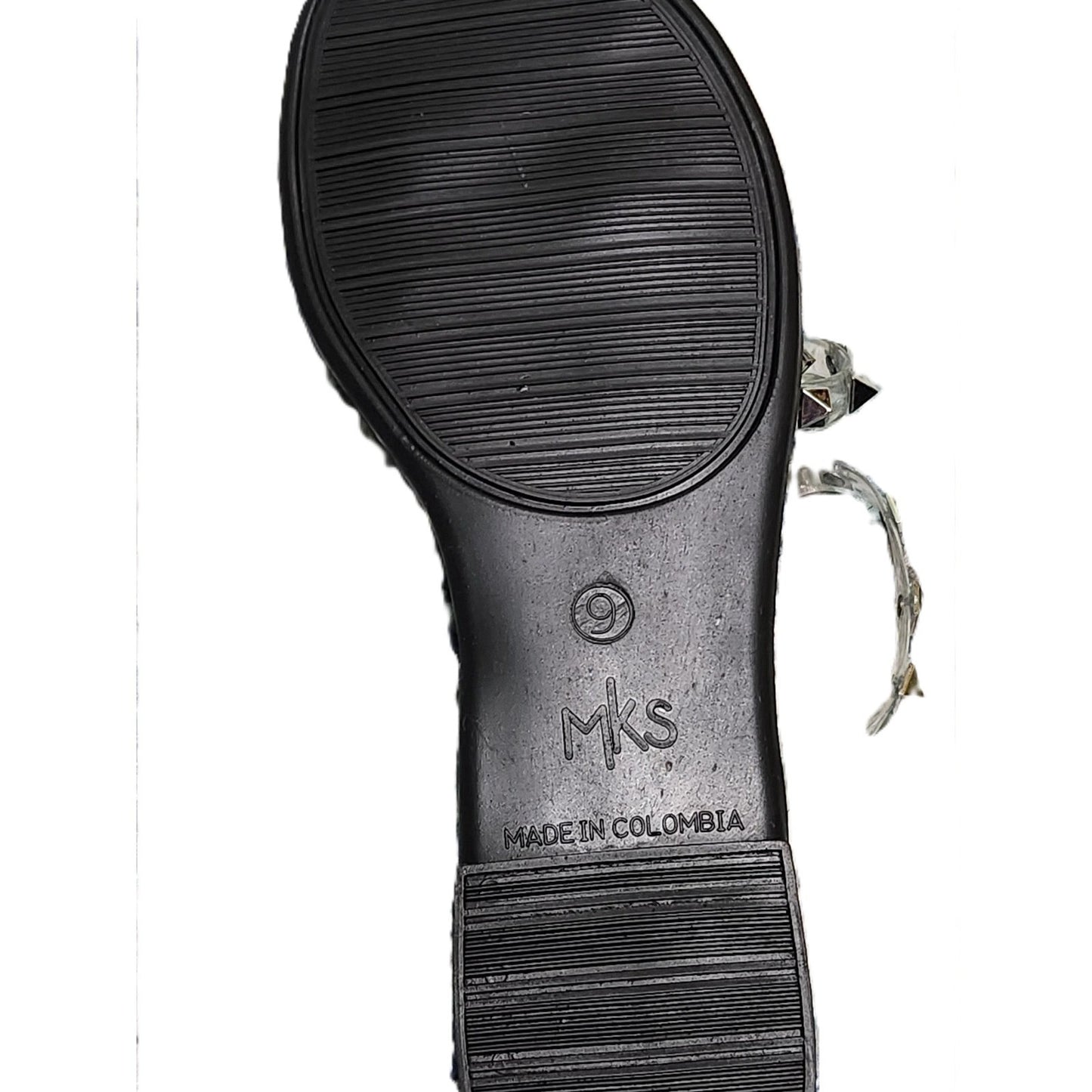 NEW MKS Lyda Studded Sandals Black Clear PVC Multi Pyramid Stud Slides Women 9