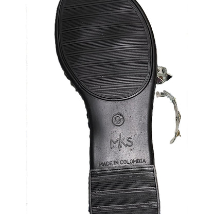 NEW MKS Lyda Studded Sandals Black Clear PVC Multi Pyramid Stud Slides Women 9