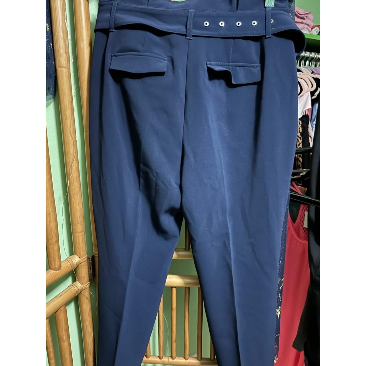 The Tapered Ankle Navy Blue High Rise Belted Dress Pants Trousers Women Size 6