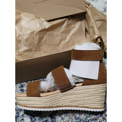 NEW Oasis Society California Womens Cognac Brown Espadrille Wedge Sandals 6.5