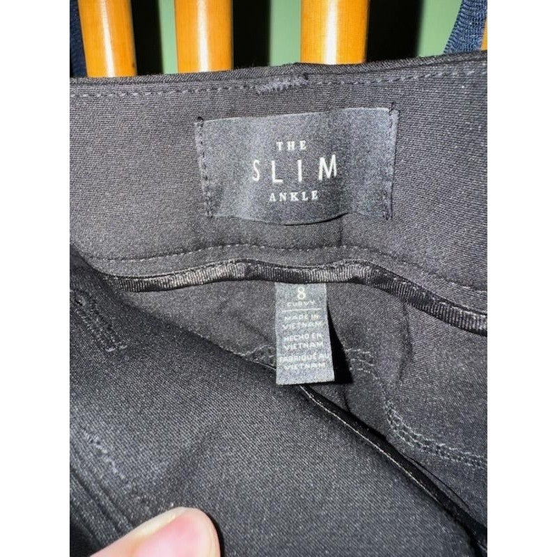 White House Black Market The Slim Ankle Pants Black Curvy Fit Trousers Size 8