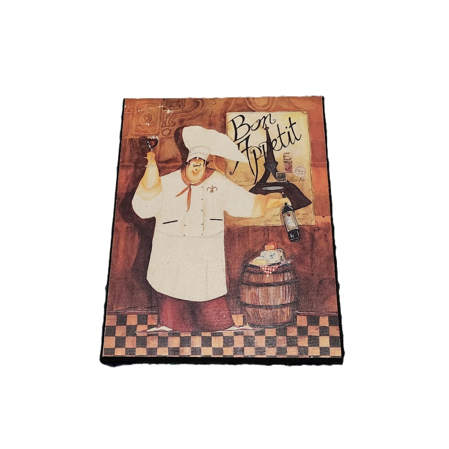 Jennifer Garant Fat Chef Wall Art Plaques Set of 4 Kitchen Decor French Bistro