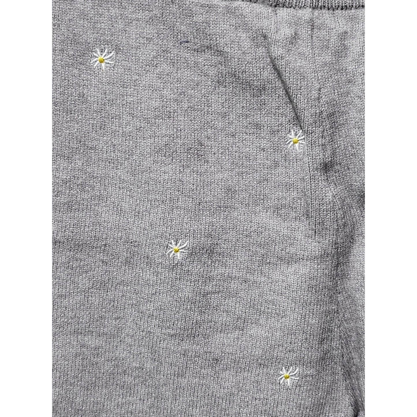 NEW Lush Womens Gray Knit Daisy Embroidered Lounge Shorts Drawstring