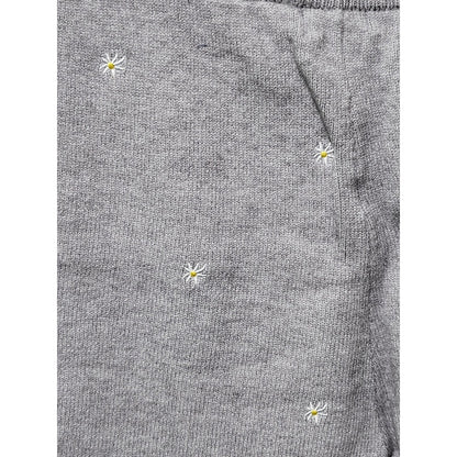 NEW Lush Womens Gray Knit Daisy Embroidered Lounge Shorts Drawstring