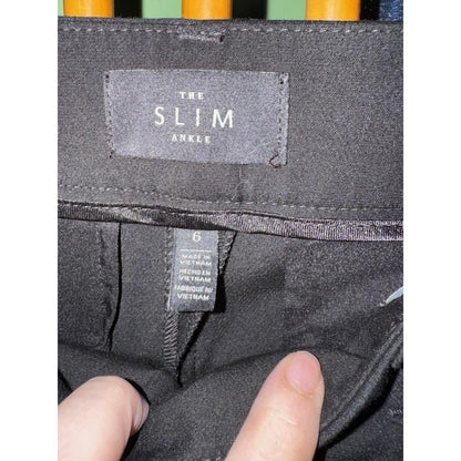 White House Black Market Slim Ankle Pants Womens 6 Black Dress Trousers Office