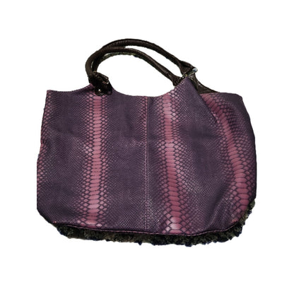 Purple Snakeskin Embossed Tote Bag Faux Leather Ombre Shoulder Bag Womens