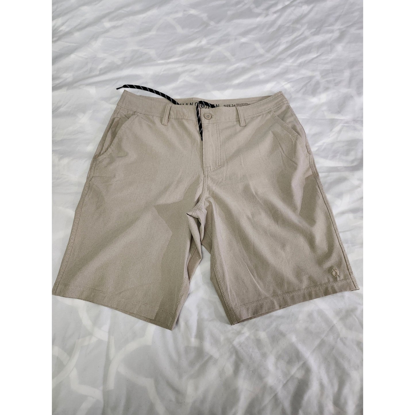 Hang Ten Mens Hybrid Walk Shorts Khaki Tan Quick Dry Board Shorts Size 34
