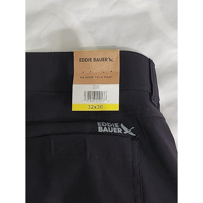 Eddie Bauer Mens Rainier Tech Pants Black Hiking Travel Outdoor 32x30 NWT